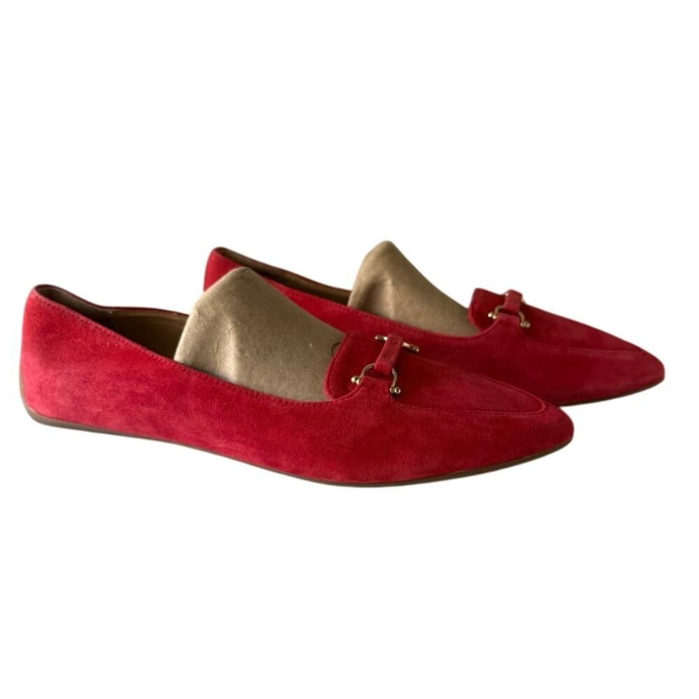 Talbots Red Suede Horsebit Loafers 8.5 M